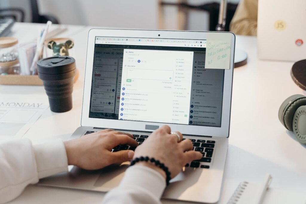 Person Using a Laptop on a Table